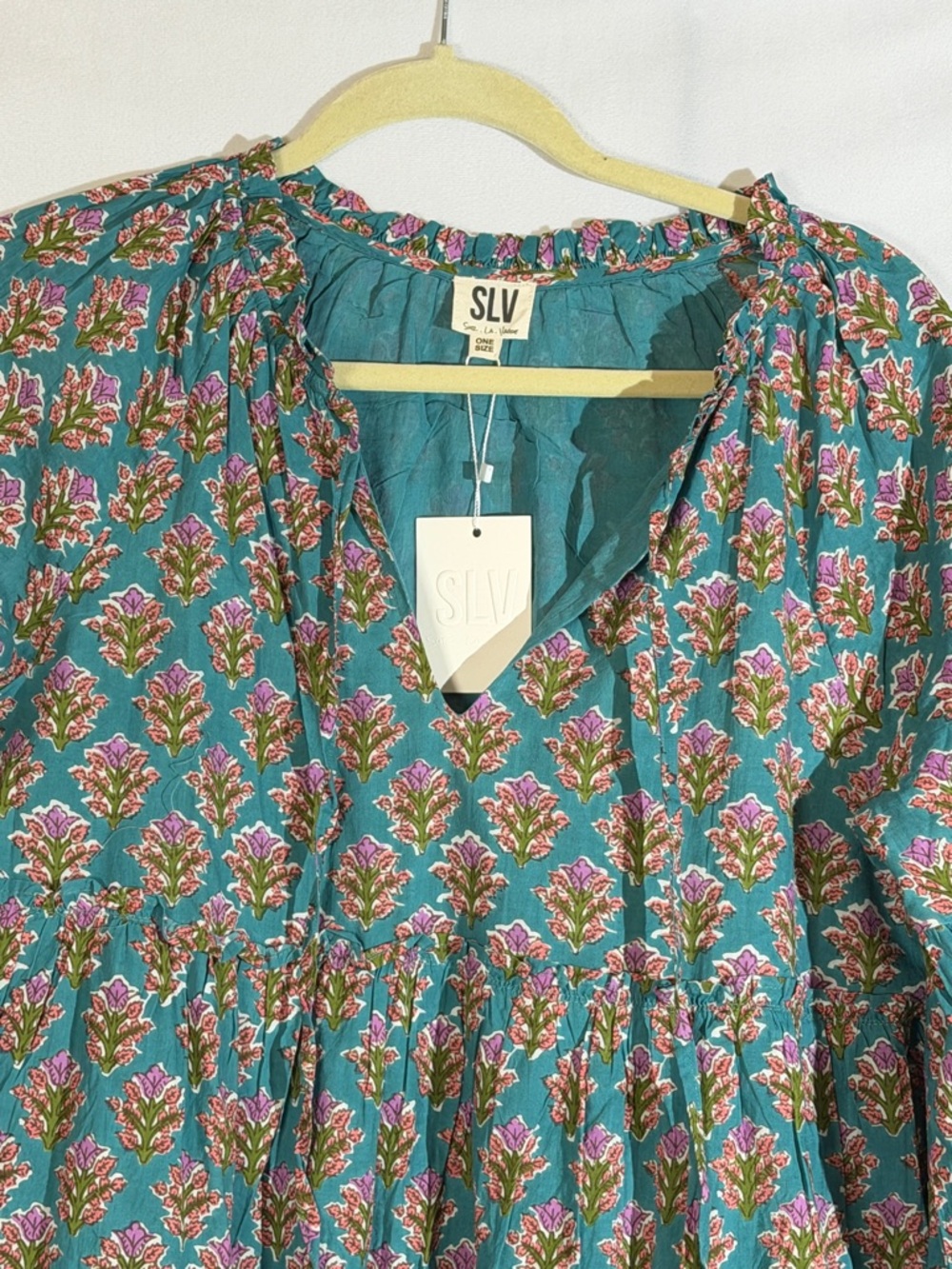 Sur La Vague Mini Dress One Size S/M FLORAL block Print NWT - Picture 2 of 9
